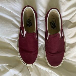 maroon slip on vans